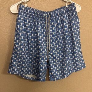 Men's Blue Patterned Swim Trunks